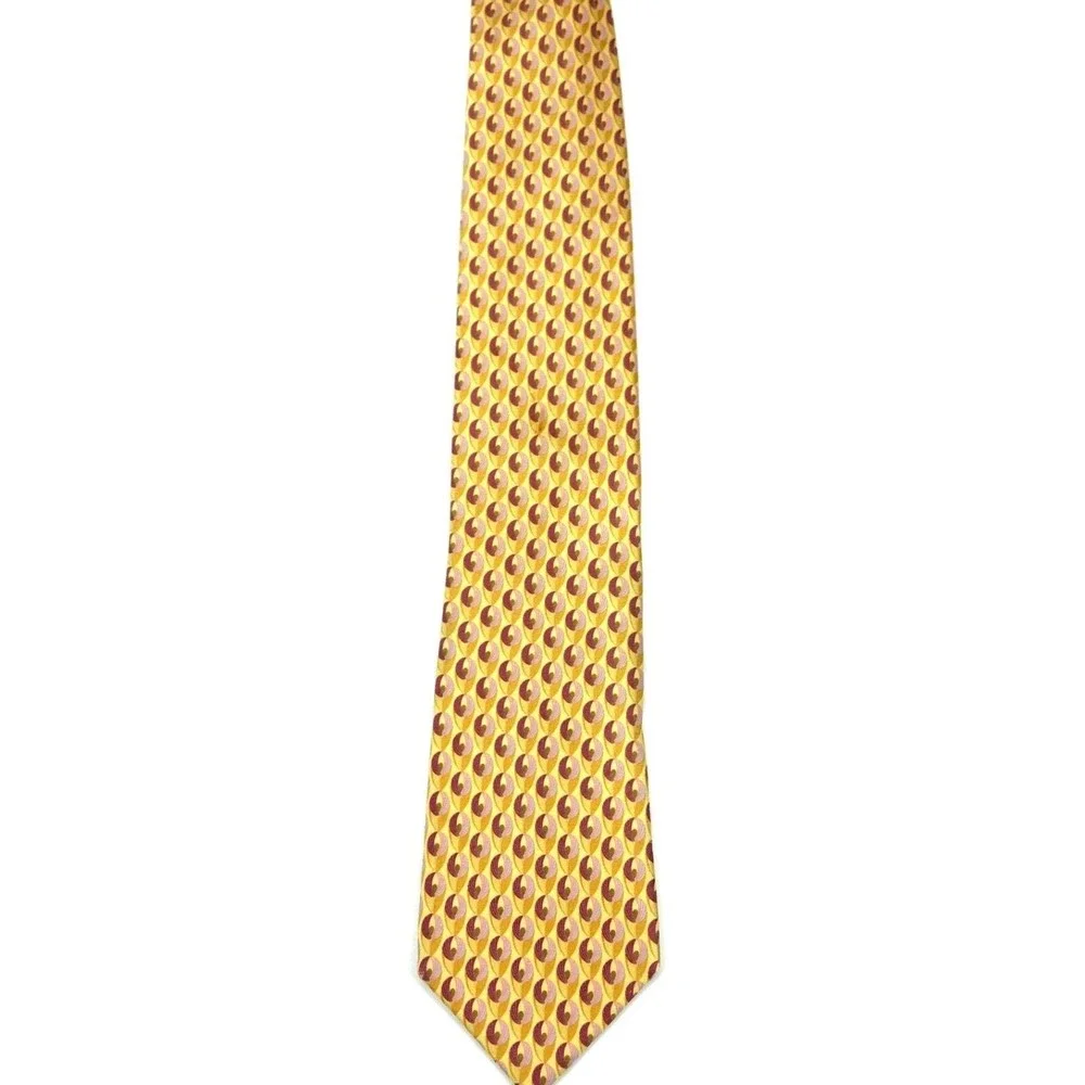 Ermenegildo Zegna 100% Silk Italian Yellow Red Pink Necktie Made in Italy 3.5x58